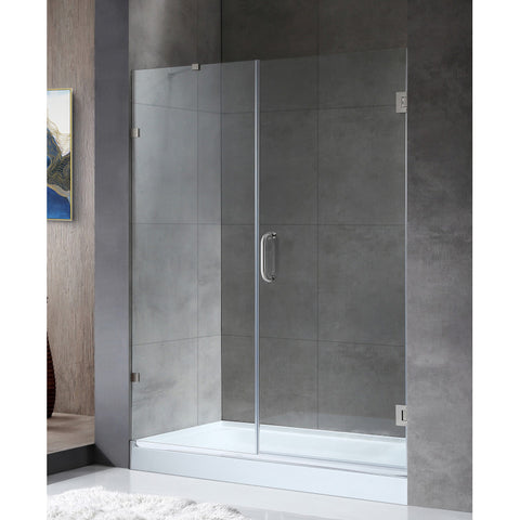 Consort Series 60 in. by 72 in. Frameless Hinged Alcove Shower Door with Handle