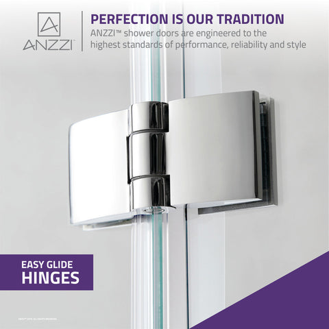 Anzzi 5 ft. Acrylic Rectangle Tub With 48 in. by 58 in. Frameless Hinged Tub Door