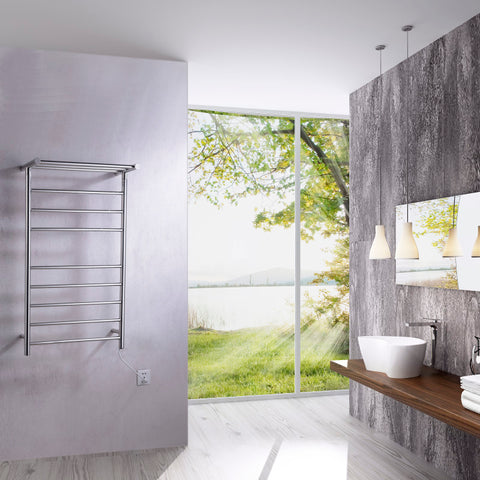 Eve 8-Bar Stainless Steel Wall Mounted Electric Towel Warmer Rack
