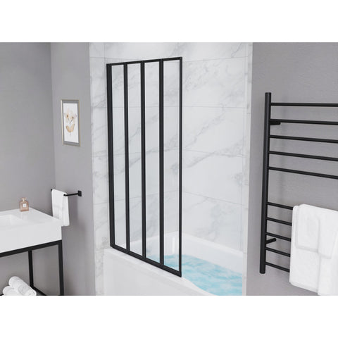 SD-AZ16-01MB - ANZZI Accordion Style 33 in. x 56 in. H Sliding Framed Shower Door in Matte Black with Tsunami Guard Tempered Clear Glass