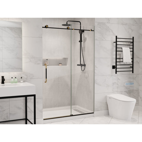 Madam Series 48 in. by 76 in. Frameless Sliding Shower Door with Handle