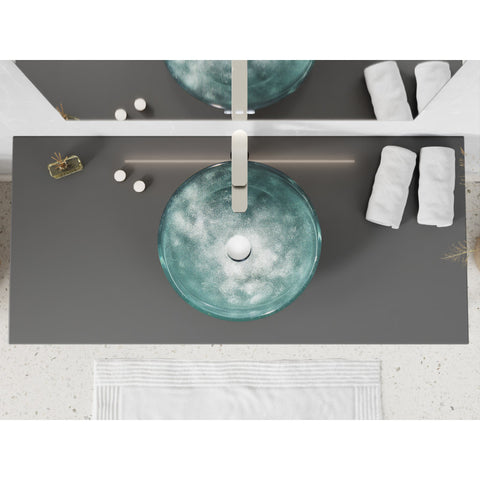 LS-AZ917 - ANZZI Belissima Round Glass Vessel Bathroom Sink with Stellar Grey Finish