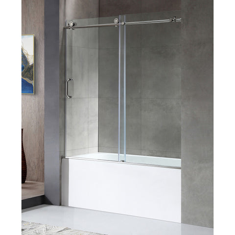 Anzzi 5 ft. Acrylic Rectangle Tub With 60 in. x 62 in. Frameless Sliding Tub Door