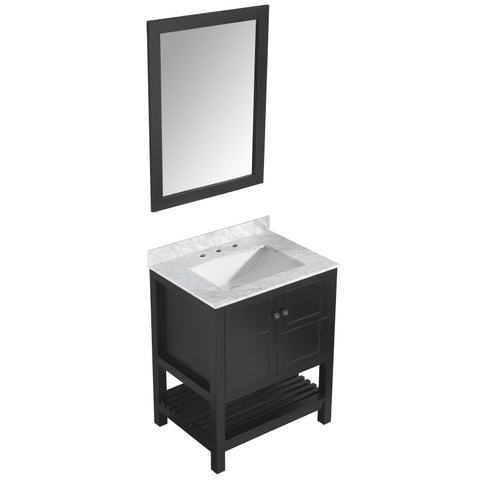 Montaigne 30 in. W x 22 in. D Bathroom Bath Vanity Set with Carrara Marble Top with White Sink