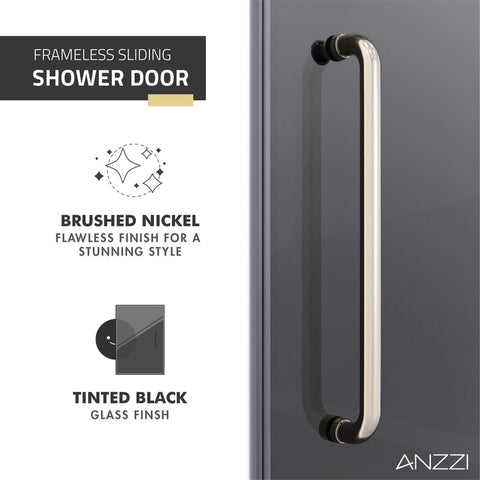 Leon Series 60 in. by 76 in. Frameless Sliding Shower Door with Handle