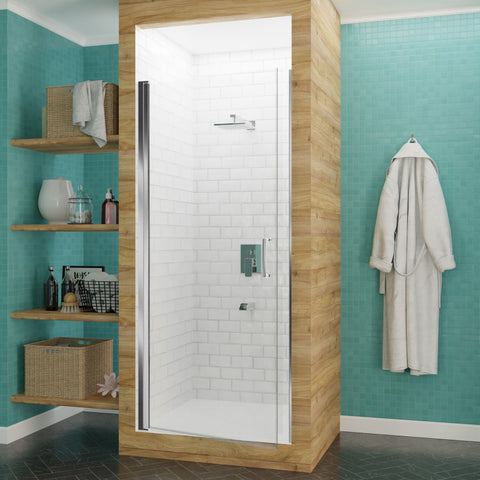 Lancer 29 in. x 72 in. Semi-Frameless Shower Door with TSUNAMI GUARD