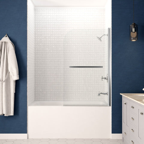 Anzzi 5 ft. Acrylic Rectangle Tub With 34 in. x 58 in. Frameless Tub Door