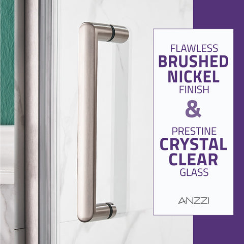 Lancer 29 in. x 72 in. Semi-Frameless Shower Door with TSUNAMI GUARD