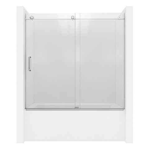 Anzzi 5 ft. Acrylic Rectangle Tub With 60 in. x 62 in. Frameless Sliding Tub Door