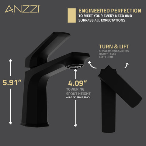 ANZZI Single Handle Single Hole Bathroom Faucet With Pop-up Drain