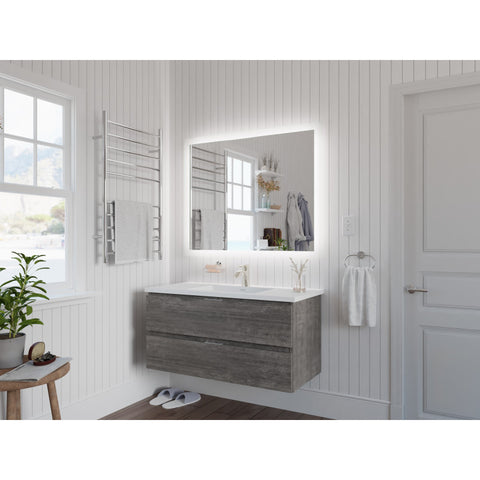 39 in W x 20 in H x 18 in D Bath Vanity with Cultured Marble Vanity Top in White with White Basin & Mirror