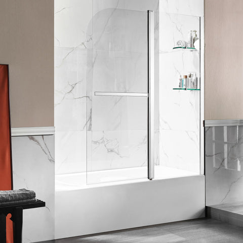 Anzzi 5 ft. Acrylic Rectangle Tub With 48 in. x 58 in. Frameless Tub Door