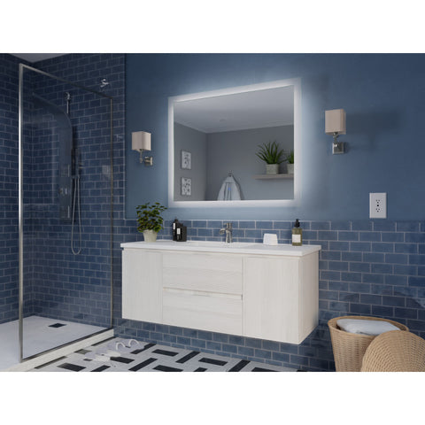 VT-MRCT48-WH - ANZZI 48 in. W x 18 in. D x 20 in. H One Bath Vanity in White with White Vanity Top with White Basin and Matching Mirror