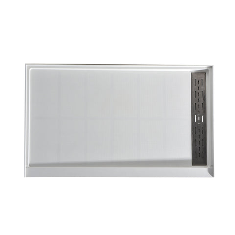 Alexander 60 in. L x 36 in. W Alcove Shower Pan Base with Right Drain in Glossy White Marine Acrylic