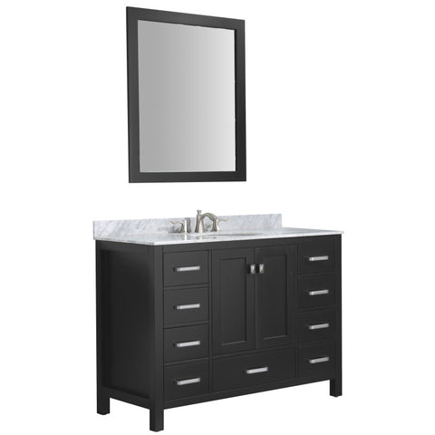 Chateau 48 in. W x 22 in. D Bathroom Bath Vanity Set with Carrara Marble Top with White Sink