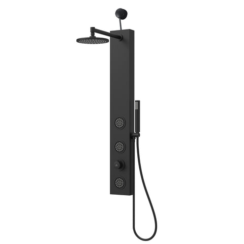 Beverly Series 43 in. 3-Jetted Shower Panel Tower in Matte Black with Heavy Rain Showerhead, Spray Wand and DIY Friendly