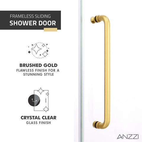 ANZZI Leon Series 60 in. by 76 in. Frameless Sliding Shower Door with Handle