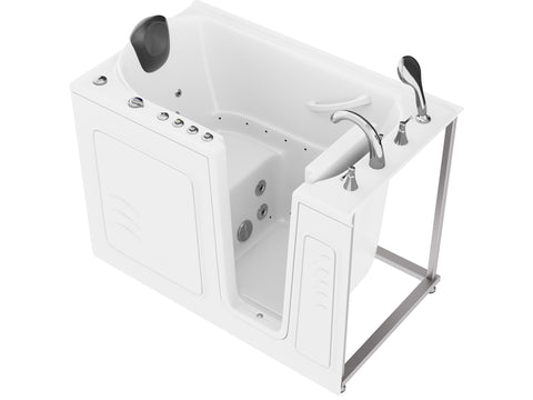 ANZZI 30 in. x 53 in. Right Drain Quick Fill Walk-In Whirlpool and Air Tub with Powered Fast Drain in White