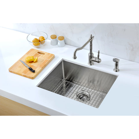 Vanguard Undermount Stainless Steel 23 in. 0-Hole Single Bowl Kitchen Sink in Brushed Satin