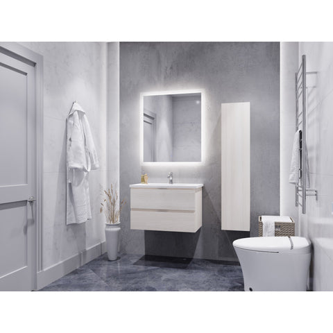 30 in. W x 20 in. H x 18 in. D Bath Vanity Set with Vanity Top in White with White Basin and Mirror
