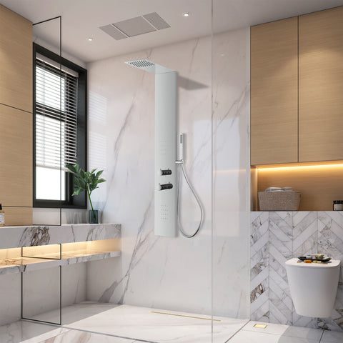 Collines Series 55 in. 2-Jetted Shower Tower in Polished Chrome with Heavy Rain Shower, Spray Wand, and DIY Friendly