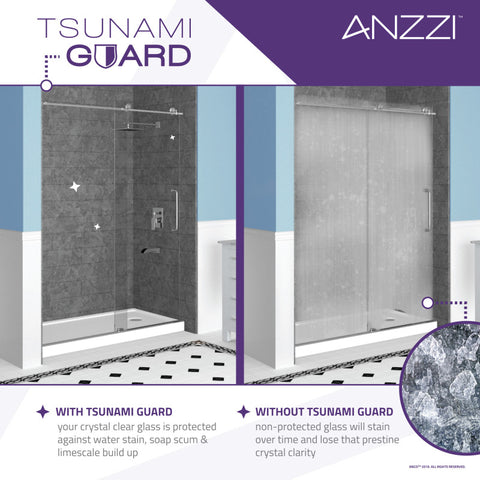 Madam Series 48 in. by 76 in. Frameless Sliding Shower Door with Handle