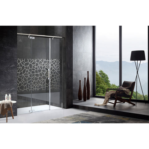 SD-AZ30CH-L - ANZZI Grove Series Left Side 63 in. x 78.74 in. Semi-Frameless Hinged Shower Door in Chrome with Handle