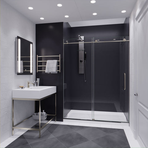 SD-AZ8077-02BNR - ANZZI ANZZI Series 60 in. by 76 in. Frameless Sliding Shower Door in Brushed Nickel with Handle