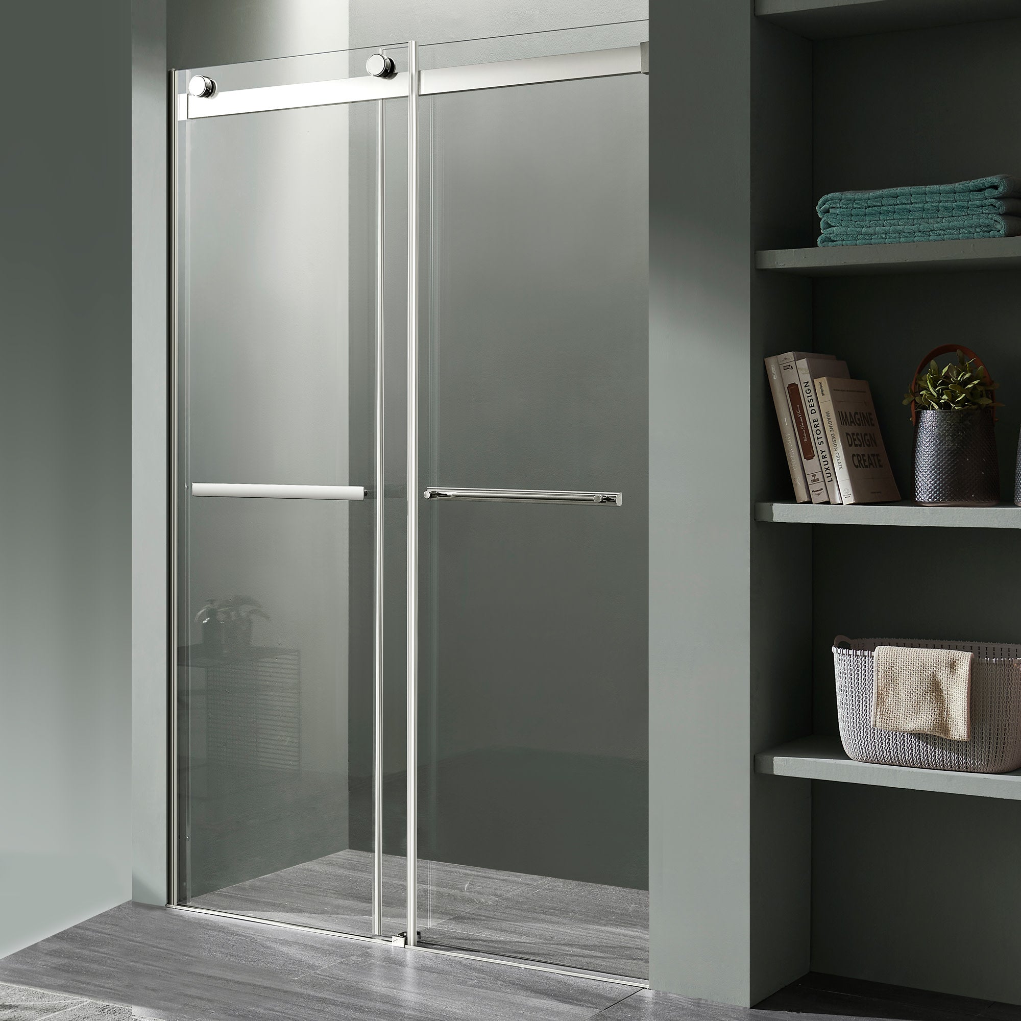 SD-FRLS05801CHR - ANZZI 48 in. x 76 in. Frameless Sliding Shower