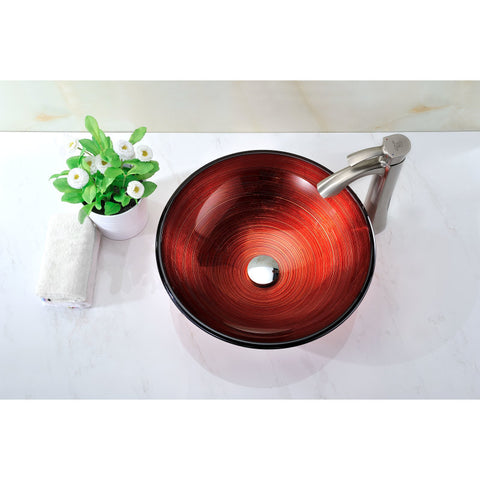 LS-AZ057 - ANZZI Echo Series 17 in. Bathroom Vessel Sink with Scratch-Tough and Stain-Resistant Non-Porous Surface in Lustrous Red Glass
