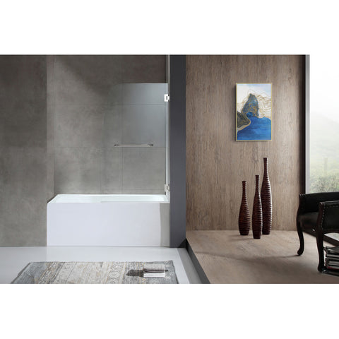 Anzzi 5 ft. Acrylic Rectangle Tub With 34 in. by 58 in. Frameless Hinged Tub Door