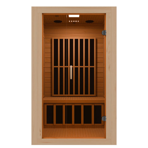 SC-SS0014-GS - SteamSpa Viti 2- Person Indoor Hemlock Wooden Carbon FAR Infrared Home Sauna Room with LED Touch Control Panel and Heater