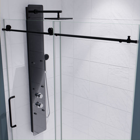 Leon Series 60 in. by 76 in. Frameless Sliding Shower Door with Handle