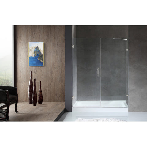 Consort Series 60 in. by 72 in. Frameless Hinged Alcove Shower Door with Handle