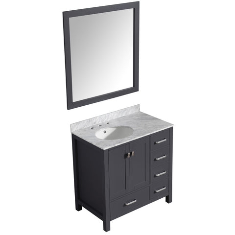 Chateau 36 in. W x 22 in. D Bathroom Bath Vanity Set with Carrara Marble Top with White Sink