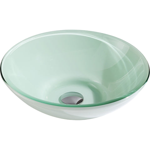LSAZ083-097B - ANZZI Sonata Series Deco-Glass Vessel Sink in Lustrous Light Green with Key Faucet in Brushed Nickel