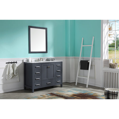 Chateau 48 in. W x 22 in. D Bathroom Bath Vanity Set with Carrara Marble Top with White Sink