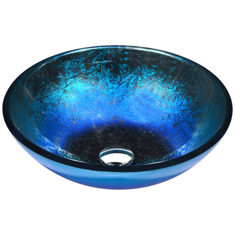 LS-AZ197 - ANZZI Oceana Series 17 in. Bathroom Vessel Sink with Scratch-Tough and Stain-Resistant Non-Porous Surface in Blue Glass