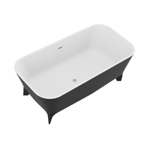 FT-AZ115 - ANZZI Nightshade Series 63 in. x 32 in. Soaking Freestanding Bathtub with Center Drain in Matte Black Exterior and Feet