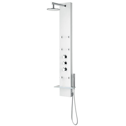 SP-AZ8088 - ANZZI Panther Series 60 in. 6-Jetted Full Body Shower Panel with Heavy Rain Shower and Body Jets and Spray Wand in White