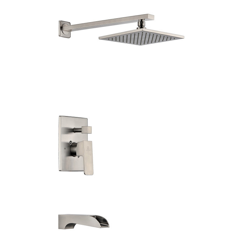 ANZZI Mezzo Series Single Handle Wall Mounted Showerhead and Bath Faucet  Set in Brushed Nickel