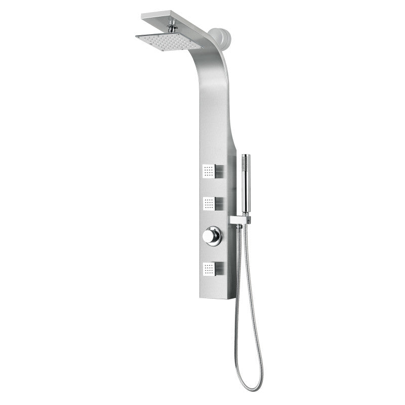 ANZZI Sans 40 in. Full Body Shower Panel with Heavy Rain Shower and Spray  Wand in Brushed Steel