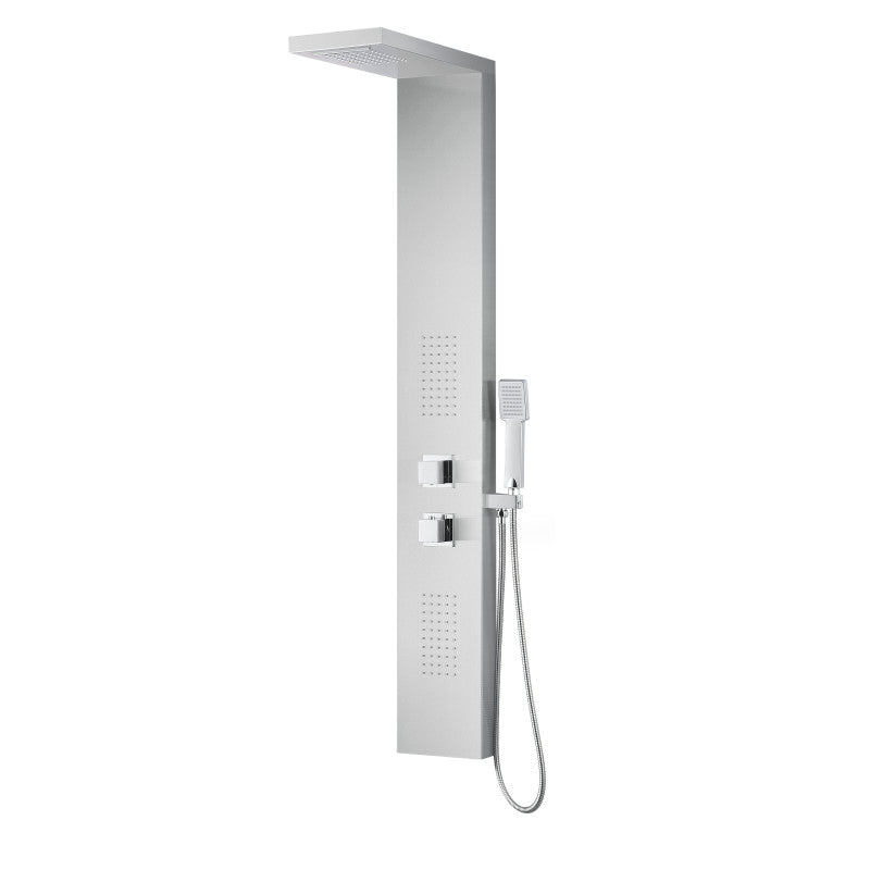 ANZZI Govenor 64 in. Full Body Shower Panel with Heavy Rain Shower and  Spray Wand in Brushed Steel