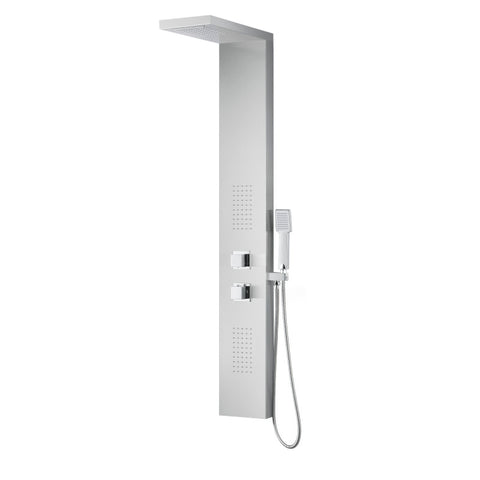 SP-AZ8093 - ANZZI Govenor 64 in. Full Body Shower Panel with Heavy Rain Shower and Spray Wand in Brushed Steel