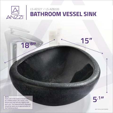 ANZZI Twin Vessel Sink in Desert Black