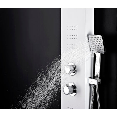 SP-AZ055 - ANZZI ARENA Series 60 in. 2-Jetted Full Body Shower Panel System with Heavy Rain Shower and Body Jets and Spray Wand in White
