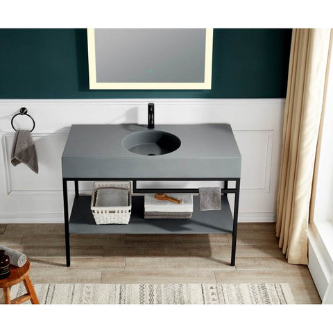 CS-FGC002-MB - ANZZI Siena 48 in. Console Sink in Matte Black with Matte Grey Counter Top