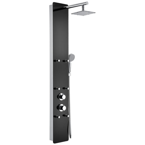 SP-AZ018 - ANZZI Melody 59 in. 6-Jetted Full Body Shower Panel System with Heavy Rain Shower and Spray Wand in Black Deco-Glass