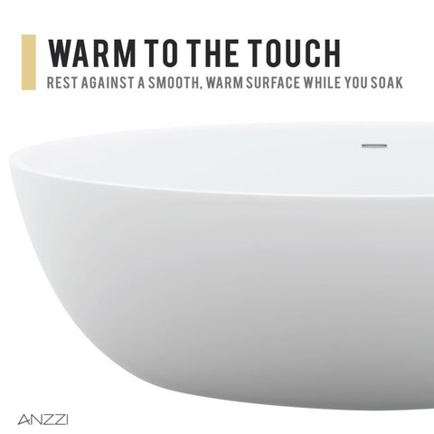 ANZZI 67 in. x 36 in. Freestanding Soaking Tub with Flatbottom - Hangiri Series