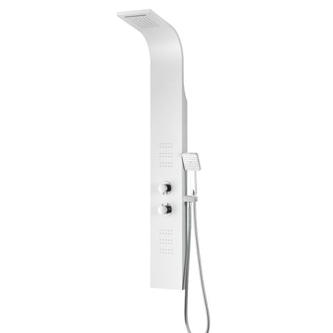 SP-AZ055 - ANZZI ARENA Series 60 in. 2-Jetted Full Body Shower Panel System with Heavy Rain Shower and Body Jets and Spray Wand in White